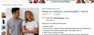 让你的“虚拟分身”替你试衣服！亚马逊推出“Made For You”在线服装定制服务